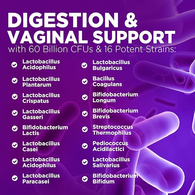 Probiotics for Women 60 Billion CFU - 16 Strains, Digestive Health, Vaginal pH & Immune Support, Prebiotics & Cranberry, Gut Health & Urinary Support, Shelf Stable Women's Probiotic - 120 Capsules