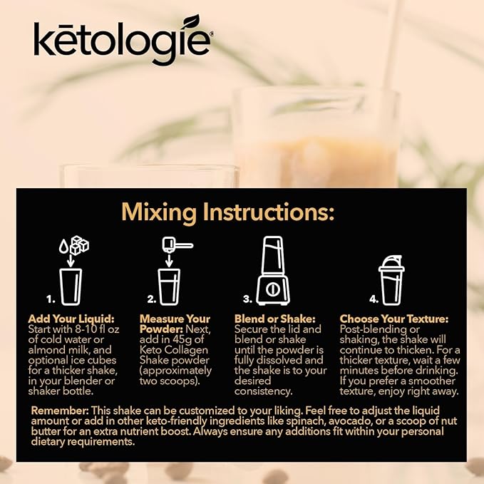 Keto Collagen Shake (Salted Caramel) - with Coconut Oil, Prebiotics, Grass Fed Hydrolyzed Collagen Peptides Type I & III, Low Carb, Gluten Free,1.78lbs. (810g)