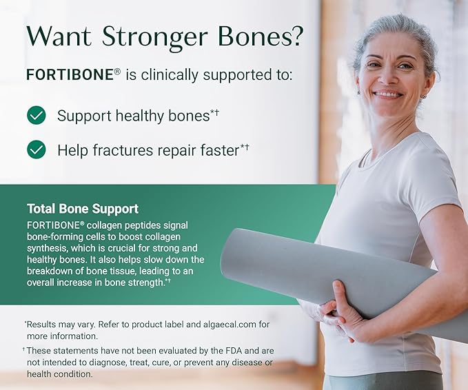 ALGAECAL Collagen: 4 Clinically-Supported Collagen Peptides VERISOL®, FORTIGEL®, UC-II®, FORTIBONE®, Anti-Aging Hydrolyzed Collagen Powder, 60 Servings, Made in USA