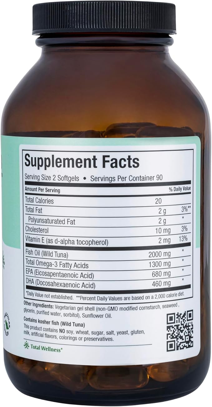 Maxi Health Omega 3 Supplement - Omega-3 Fish Oil Concentrate - Higher Potency Source of EPA/DHA Fatty Acids - Heart, Brain & Joint Health - Wild Caught Marine Fish - 180 Vegetarian Softgels