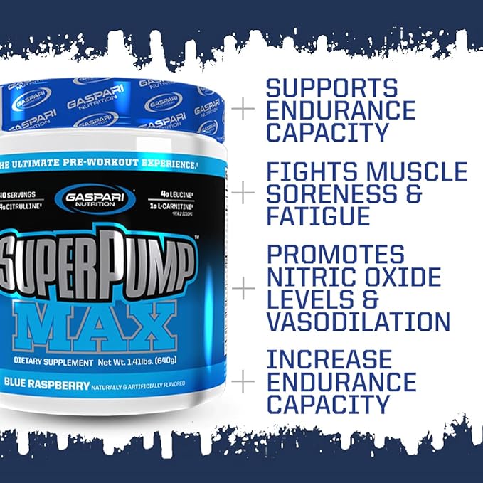 Gaspari Nutrition SuperPump MAX, The Ultimate Pre Workout Powder, Sustained Energy Preworkout, Nitric Oxide Booster, Muscle Growth, Recovery & Replenishes Electrolytes (40 Serving, Orange Cooler)
