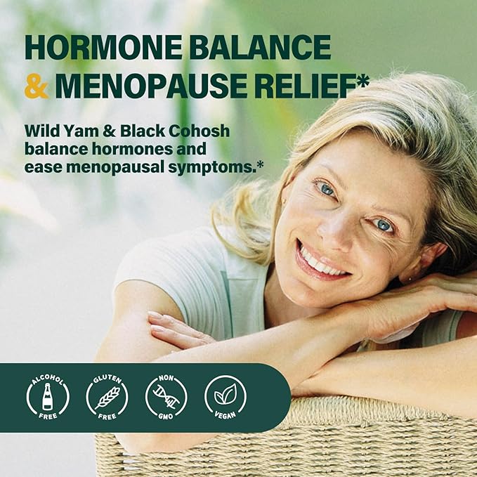 Wild Yam Root Extract Drops, Women's Supplement with Fenugreek & Motherwort Herb for Menopause Relief & PMS Support. Fenogreco y Ñame Salvaje para la Menopausia. 2oz