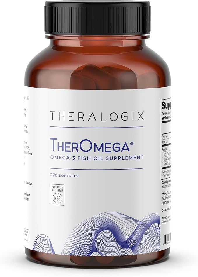 Theralogix TherOmega Omega-3 Fish Oil Supplement - Supports Heart, Brain, Immune & Joint Health* - 700 mg DHA & EPA from Wild Alaska Pollock - Sustainably Sourced - NSF Certified - 270 Softgels