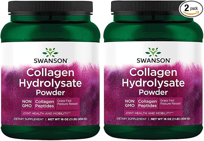 Swanson High Plains Collagen Hydrolysate Powder-Collagen Peptides Powder Supporting Hair, Skin, Nails, and Joint Health-Bioavailable Proteins Promoting Bone, Tissue, and Cartilage Support-(1lb) 2 Pack