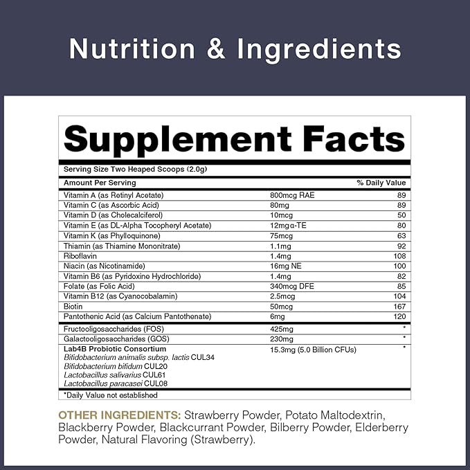 Toddler Probiotic with A-Z Multivitamins & Prebiotics for Ages 1-4 | 5 Billion CFUs | Supports Immune, Gut & General Health | Berry Flavor Powder | 30 Day Supply | Vegetarian & Gluten Free