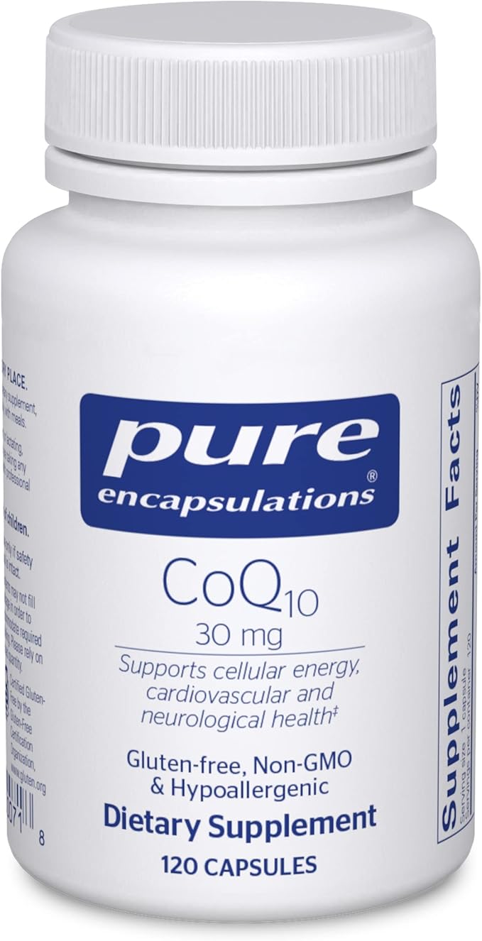Pure Encapsulations CoQ10 30 mg | Coenzyme Q10 Supplement for Energy, Antioxidants, Brain and Cellular Health, Cognition, and Cardiovascular Support* | 120 Capsules