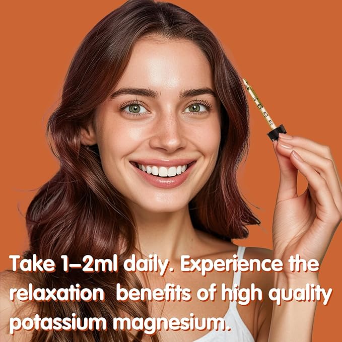 Potassium Magnesium Supplement - Potassium 99mg & 500mg Magnesium Glycinate Complex Liquid Drops with Calcium, Zinc, Vitamin B6, D3 - Energy & Bone & Muscle Support - 2 Fl oz