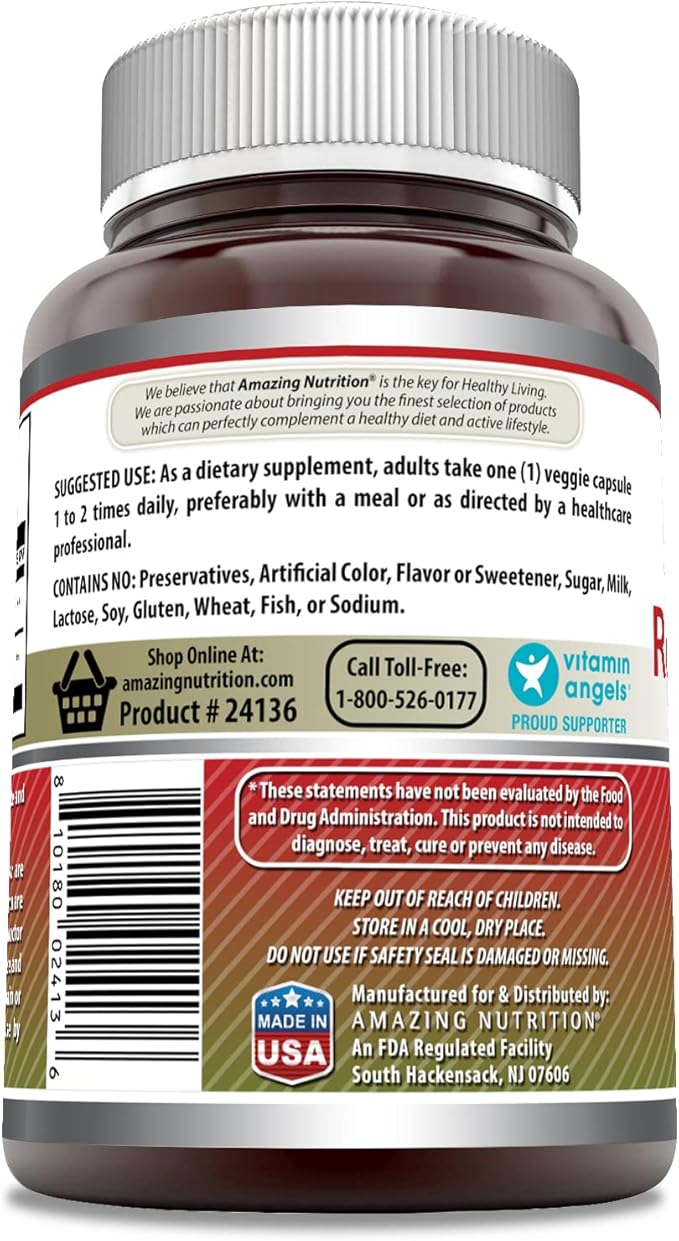 Amazing Formulas Red Yeast Rice 600 Mg Plus Co Q-10 50 Mg 120 Vegetarian Capsules