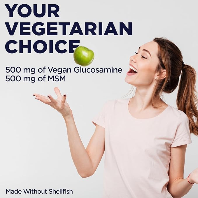KAL 100% Vegetarian MSM & Glucosamine - Healthy Joint Support - Vegan Glucosamine and MSM Supplement - Made Without Shellfish - Lab Verified - 60-Day Guarantee - 60 Servings, 60 Tablets