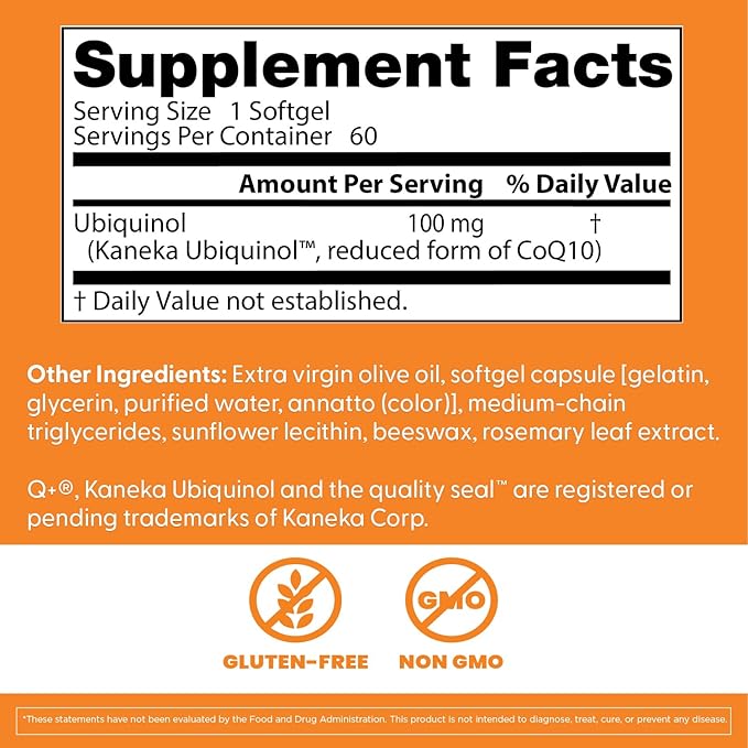Doctors Best Ubiquinol, Reduced-Form Coenzyme Q10, Non-GMO, Gluten Free, Soy Free 60 Softgels
