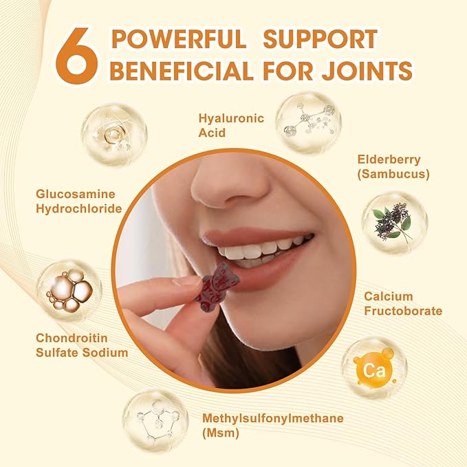 Glucosamine Chondroitin Msm Gummies, Glucosamine Complex Supplement & Elderberry for Extra Strength Joint Movement, Antioxidant Immune, High Bioavailability Vegan Glucosamine,Gifts for mom&dad