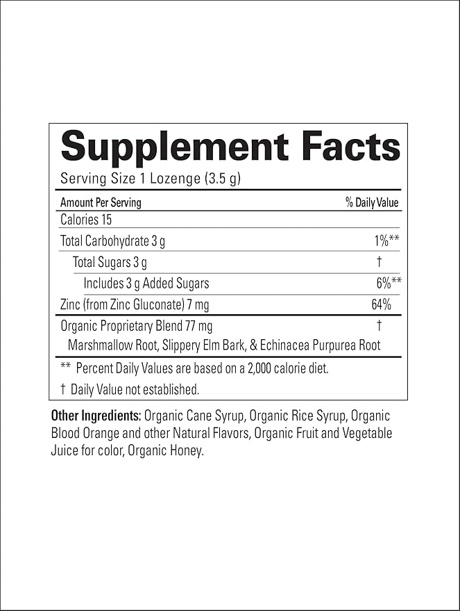 Quantum Health TheraZinc USDA Organic Zinc Lozenges|Blood Orange|Immune Support Formulated with Zinc Gluconate|Fast Relief|No Aftertaste|25 Count