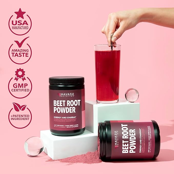Organic Beet Root Powder with Vitamin B12 & Coryceps - Nitric Oxide Supplement - Beetroot Powder for Energy & Post Workout Recovery - Mix with Water or Smoothies, Cherry Berry Flavor - 30 Servings