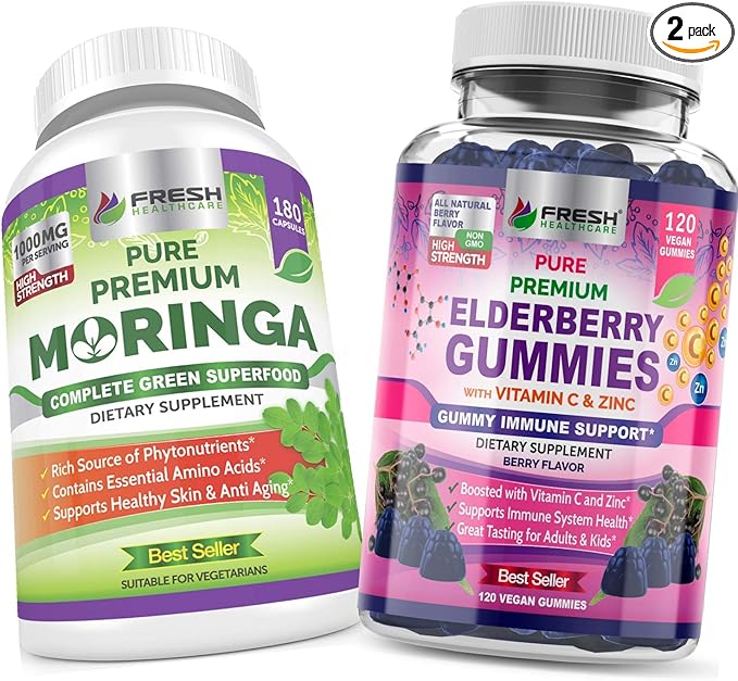 FRESH HEALTHCARE Moringa and Elderberry Gummies - Bundle