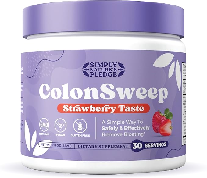 ColonSweep - Strawberry Flavored Probiotic Psyllium Husk Powder Colon Cleanser,7.8 oz. Gluten Free Fiber Supplement Support for Gut Health - Safe Colon Cleanse for Bloating Relief & Detox- 30 Servings