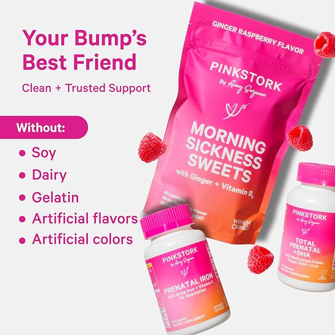 Pink Stork Premium Prenatal Gummy Vitamins with DHA, Folate, and Vitamin D - 60 Vegan Gummies - 2 Pack