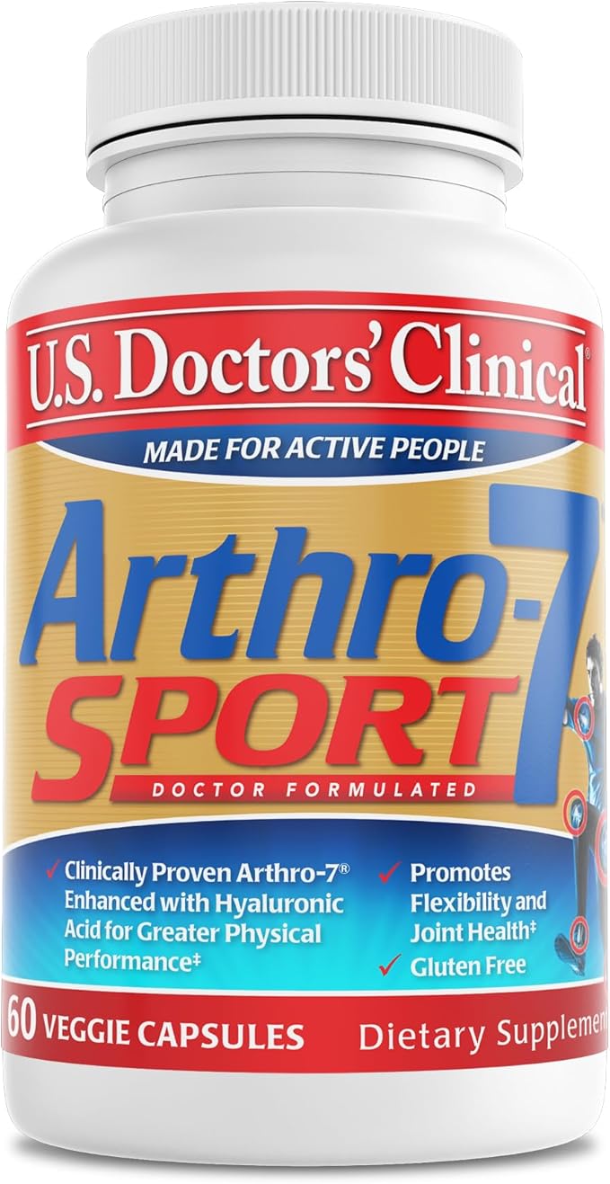 U.S. Doctors’ Clinical Arthro-7 Sport - Clinically Proven AR7 Blend + 100mg Hyaluronic Acid & Vitamin C for Flexibility, Mobility, & Strong Cartilage - 60 Capsules - 15/30-Day Supply