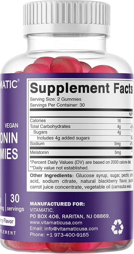 Vitamatic Magnesium Gummies & Melatonin Gummies Combo - 60 Count Each