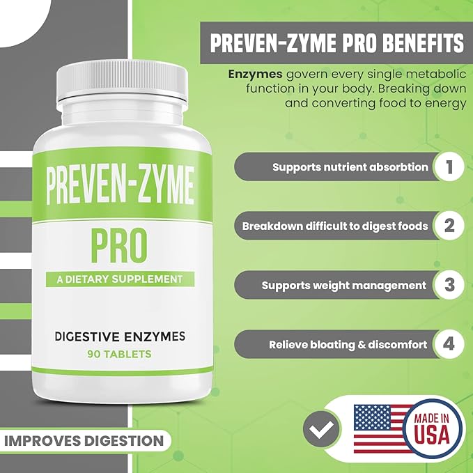 Prevenzyme Pro Digestive Enzyme Supplement (90 Tabs) by Legere Pharmaceuticals for ES Global