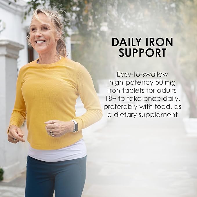 Mason Natural Slow-Release Iron (Ferrous Sulfate) 50 mg Tablets, 180 Day Supply, High Potency Supplement, Gentle on Stomach, 1-Pack