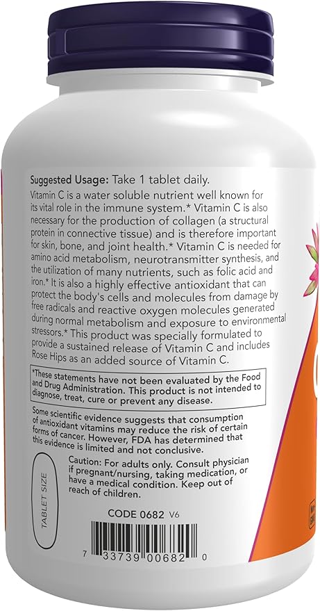 Now Foods, C-1000 ,Now Foods Vitamin C-1000 Sustained Release with Rose Hips, 250 Tablets