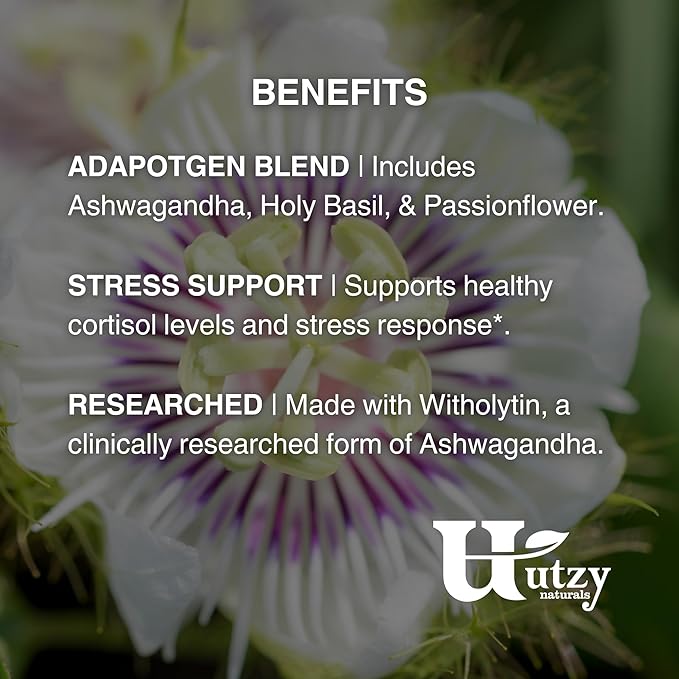 Adapto-Calm | Stress Support Formula | with Ashwagandha, Tulsi Holy Basil, and Passionflower | 60 Capsules