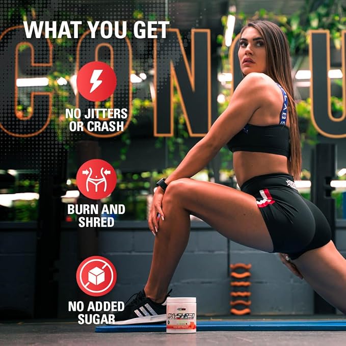 EHP Labs OxyShred Non Stimulant Pre Workout Powder - Stim Free, Caffeine Free Preworkout for Men & Women - Non Stim Preworkout - Sugar Free Energy Powder - Strawberry, 60 Servings