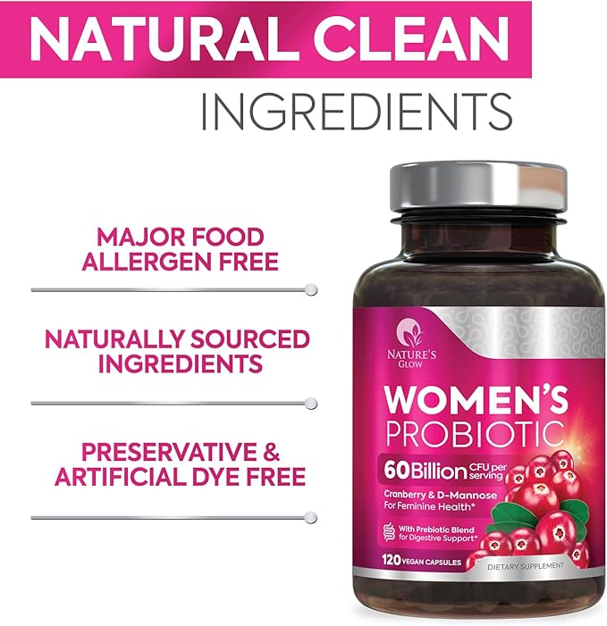 Probiotics For Women 60 Billion CFU - Women's Probiotic For Digestive Health 16 Unique Strains - Daily Vaginal PH Balance & Feminine Health Support, Womens Probiotic With Acidophilus - 120 Capsules