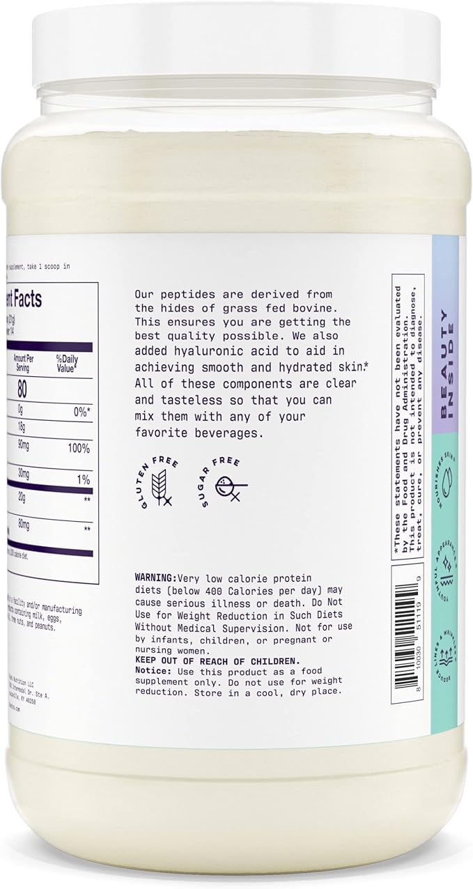 Alani Nu Collagen Peptides Powder UNFLAVORED | 18g Protein | Supports Bone, Skin and Nail Health | Collagen for Women | 80mg of Hyaluronic Acid | Gluten Free | Sugar Free | 14 Servings