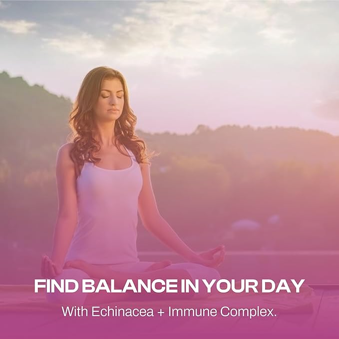 Echinacea Immune Support Supplement, Infused with Elderberry, Vitamin C, Propolis and Beta Glucans, Immune Booster Vitamins and Supplements for Adults, 60 Vegan Echinacea Capsules