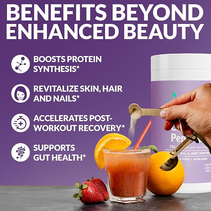 Naturally-Sourced Hydrolyzed Collagen Powder - Hair, Skin, Nail, and Joint Support - Type I & III Grass-Fed Collagen Supplement for Women | Non-GMO, Dairy-Free | 9.88 Oz (280g) Unflavored