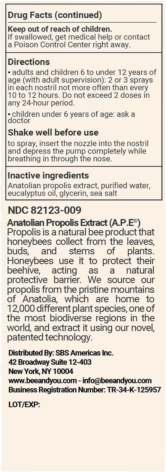 Bee and You Natural Propolis Nasal Spray 1 Fl oz | Congestion Relief Alcohol Free Medical Grade Propolis Nose Drops, Sinus Relief, Allergy, Nasal Moisturizing Spray Nasal Spray, 1 fl oz (Pack of 2)