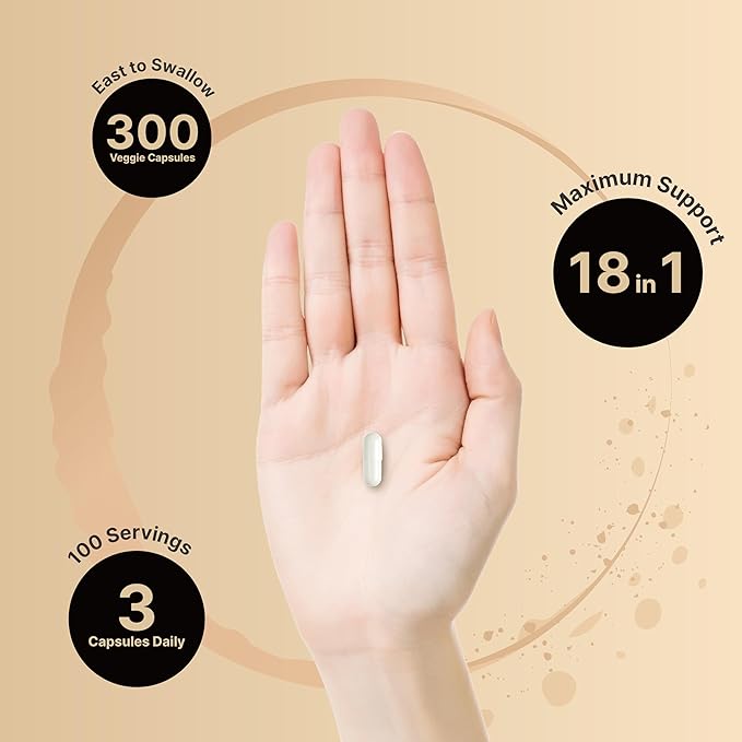NatureBell Multi Collagen Complex, 300 Capsules | 5 Collagen Peptides (Type I, II, III, V, X) Plus Hyaluronic Acid, Biotin, Vitamin C, & Probiotics – Hair, Skin, Nail, Joint, & Gut Health Support