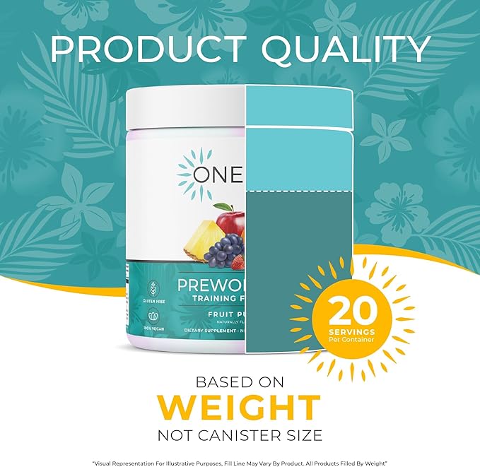 One Sol Pre-Workout for Women, Enhanced Pump & Focus, No Jitters Or Crash, Natural Ingredients, 100% Vegan, Gluten Free & Soy Free, (Fruit Punch)