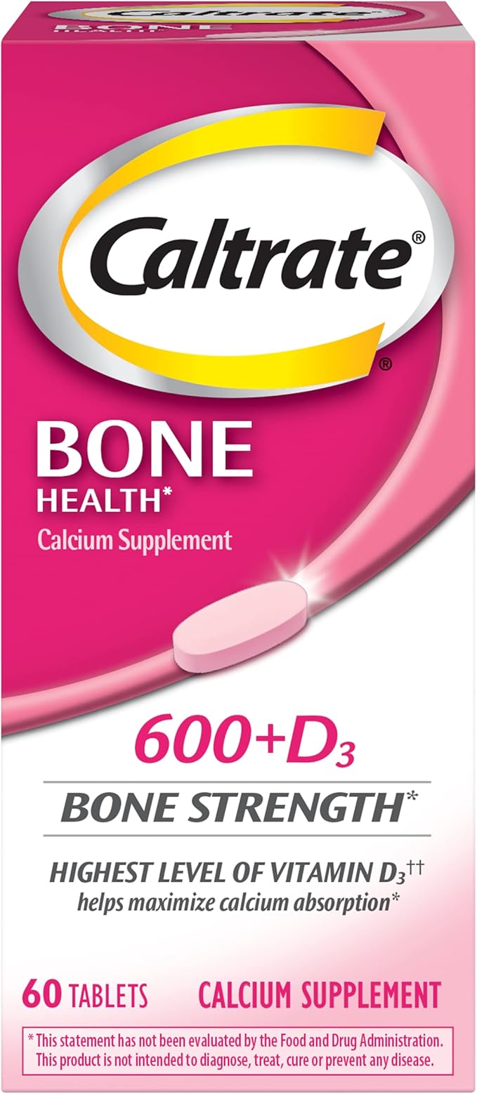 Caltrate 600 Plus D3 Calcium and Vitamin D Supplement Tablets, Bone Health Supplements for Adults - 60 Count