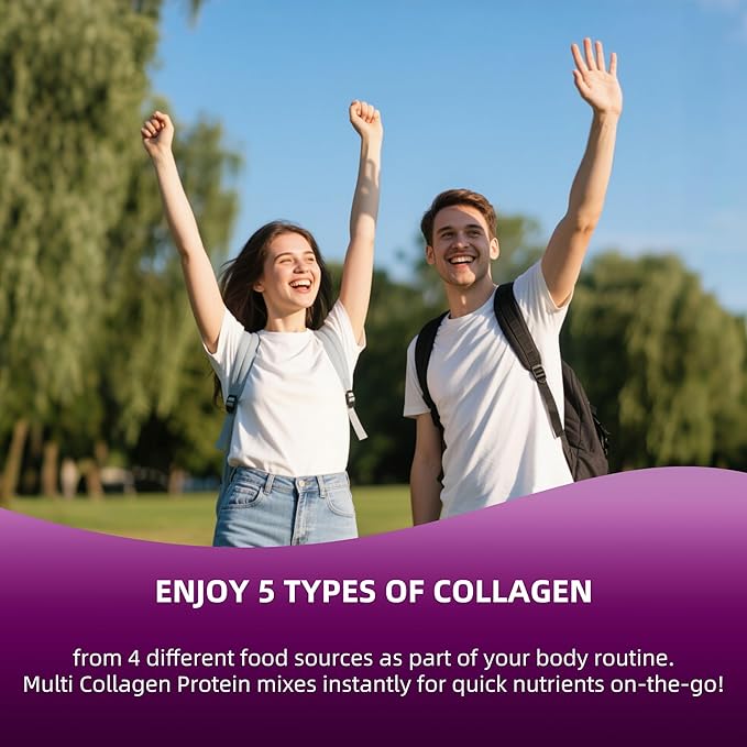 Multi Collagen Peptides Capsules – 4 Natural Sources – Types I, II, III, V & X – 60 Capsules