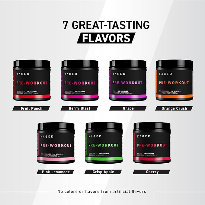 Kaged Original Pre-Workout Powder, Fruit Punch, Pre Formulated with Creatine, Beta Alanine, Pure Caffeine, 20 Servings
