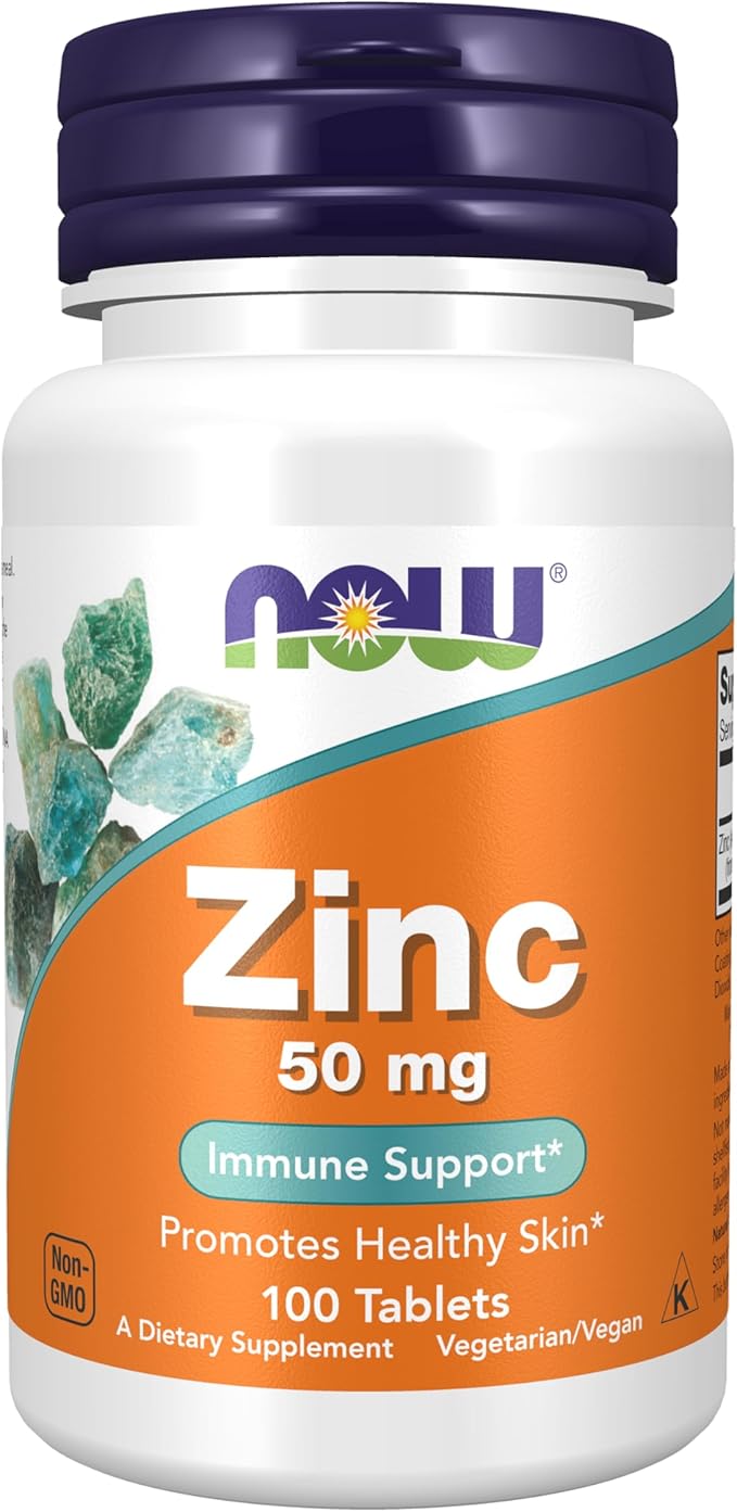 NOW Foods Supplements, Zinc (Zinc Gluconate) 50 mg, Supports Enzyme Functions*, Immune Support*, 100 Tablets