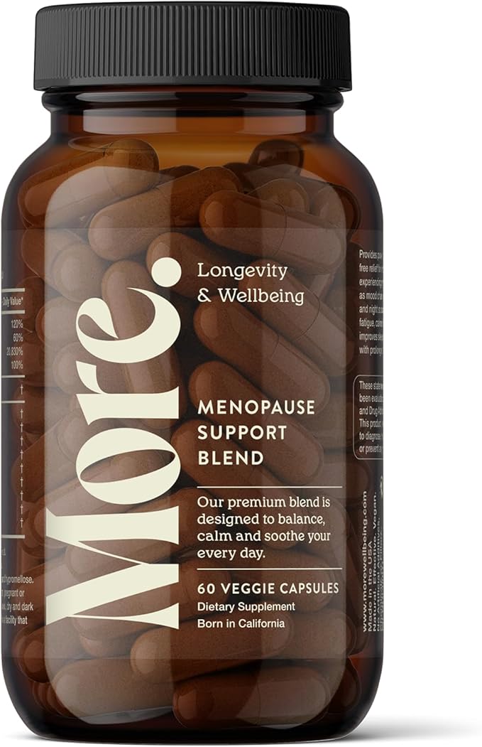 More. Longevity & Wellbeing Menopause Support – Potent Extract-Based Formula for Night Sweats, hot Flashes, and Balance. Hormone Free. No fillers. Third-Party Tested. 60 Capsules.