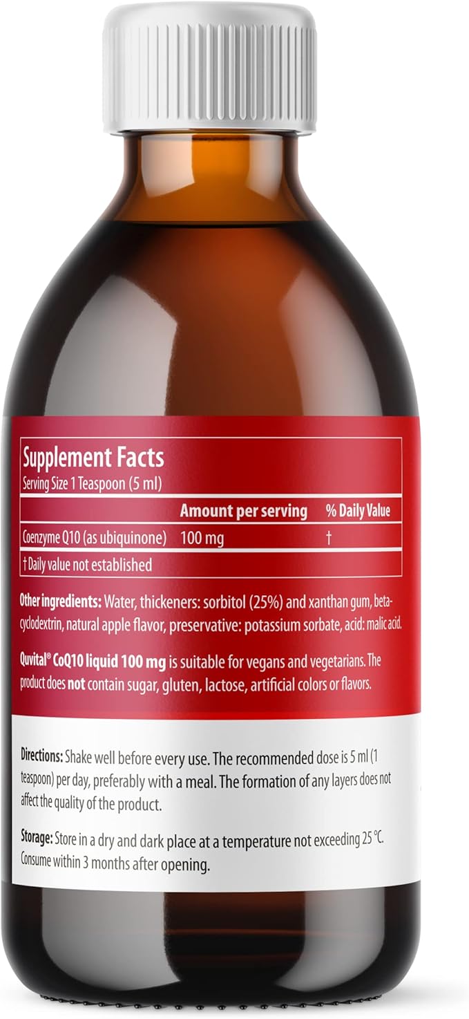 Q10Vital CoQ10 100 mg Liquid | Superior Absorption – Up to 9 Times Better Absorption | Strong Antioxidant for Heart Health, Energy Production, Anti-Aging, and Skin Health | Sugar-Free | Apple Flavor