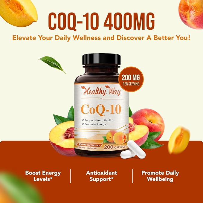 Healthy Way CoQ10 400mg 200 Capsules Non-GMO