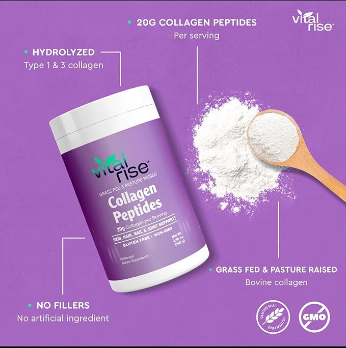 Naturally-Sourced Hydrolyzed Collagen Powder - Hair, Skin, Nail, and Joint Support - Type I & III Grass-Fed Collagen Supplement for Women | Non-GMO, Dairy-Free | 9.88 Oz (280g) Unflavored