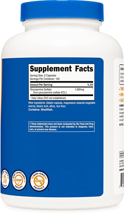 Nutricost Glucosamine Sulfate 1500mg, 240 Capsules - 750mg Per Capsule, Gluten Free, Non-GMO