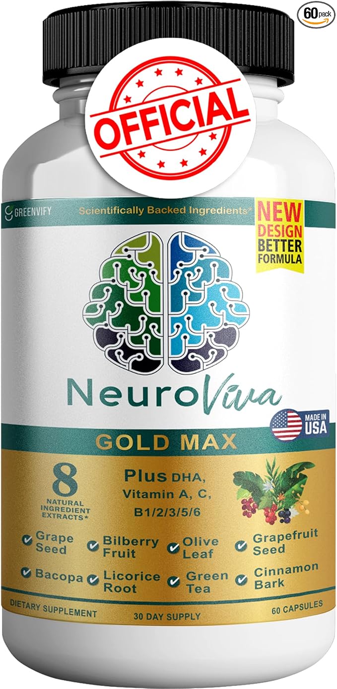 Neuroviva Gold Max Plus Brain Supplement for Memory and Focus Concentration for Mental Clarity, Cognitive Enhancement Vitamins B6, B12 60 Capsules (1)