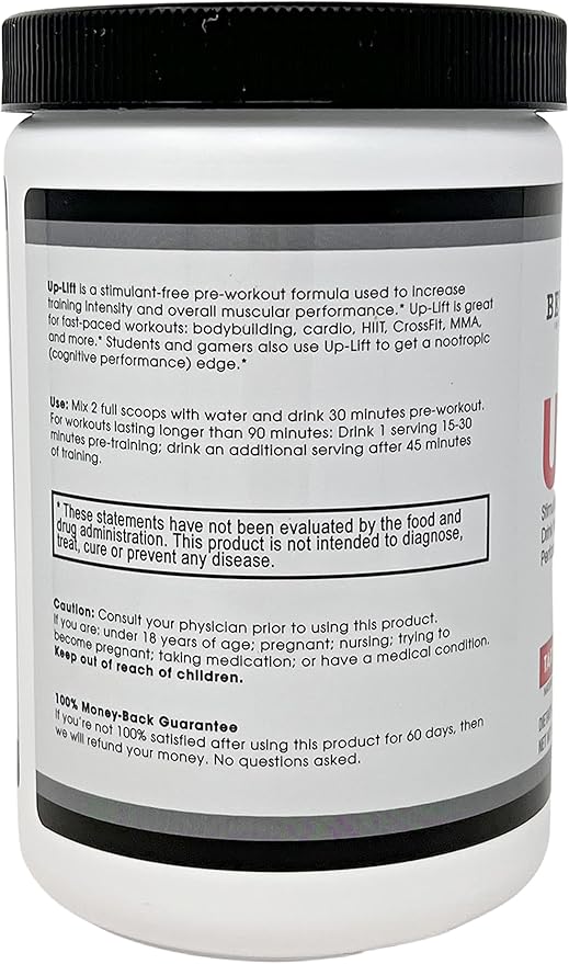 Beverly International Up-Lift Stimulant Free 330 grams. Workout Energy Drink Mix w/Nitric Oxide & Cognitive Performance Catalysts. UP Your Gaming. Beta Alanine, L-Citrulline, L-Tyrosine.