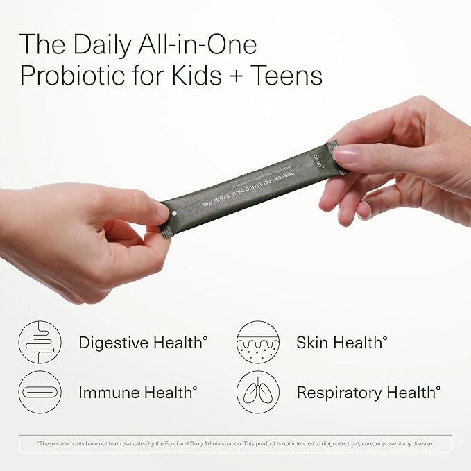 Seed PDS-08 Pediatric Daily Synbiotic - Fiber-Based Prebiotic & Probiotic for Kids - Digestive Health, Regularity, Constipation Relief - Ages 3-17 - Vegan and Shelf-Stable - 30 Sachets (30-Day Supply)