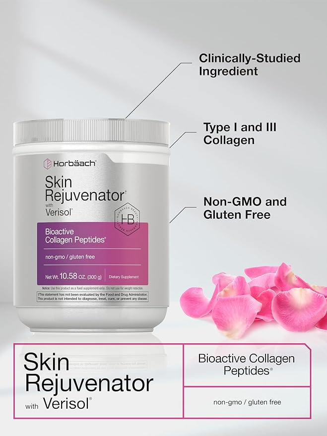 Horbäach Skin Rejuvenator with Verisol 10.58 oz | Bioactive Collagen Peptide Powder | Types I and III | Non GMO, Gluten Free Supplement