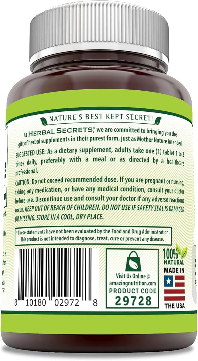 Herbal Secrets Maca Supplement | 500 Mg Per Serving | 120 Tablets | Non-GMO | Gluten Free | Made in USA