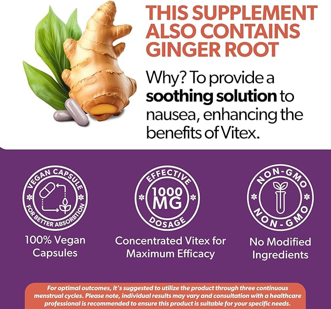 Intimate Rose Vitex Chasteberry Supplement for Women, 1000 mg - Chaste Tree Berry for Hormone Balance, Fertility & PMS Support, Regulate Cycles - 60 Capsules
