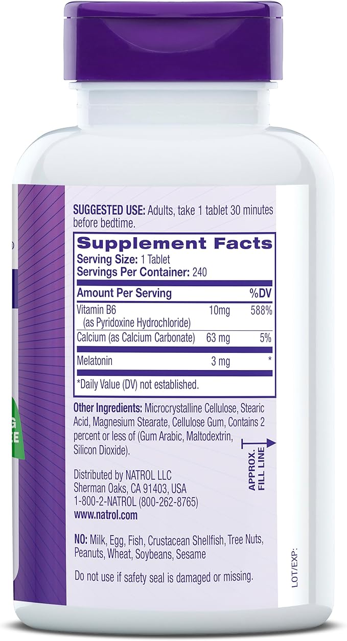 Natrol Melatonin 3 mg, Dietary Supplement for Restful Sleep, Sleep Supplements for Adults, 240 Melatonin Tablets, 240 Day Supply